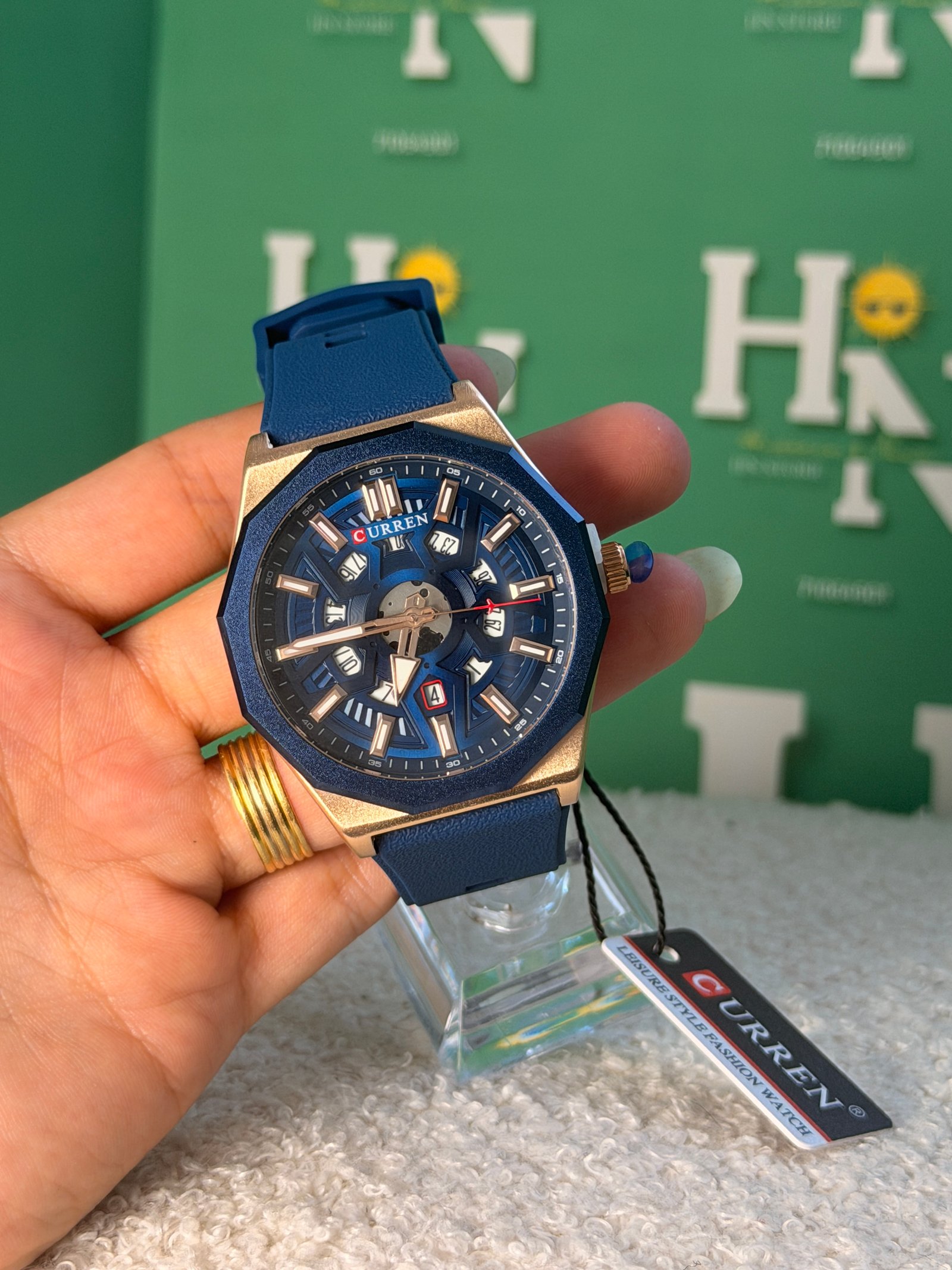 Curren blue & gold men watch
