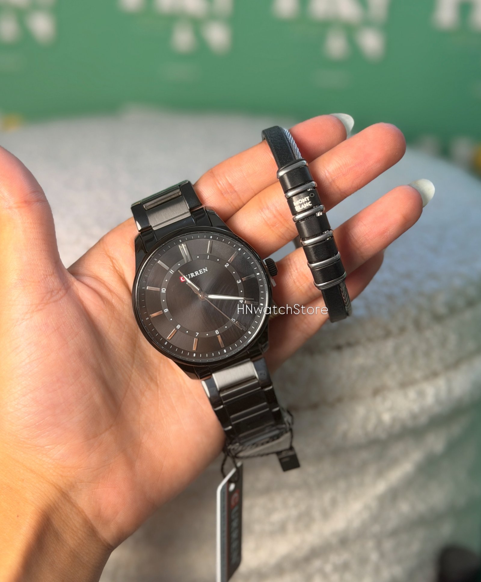 Black CURREN with bracelet watch